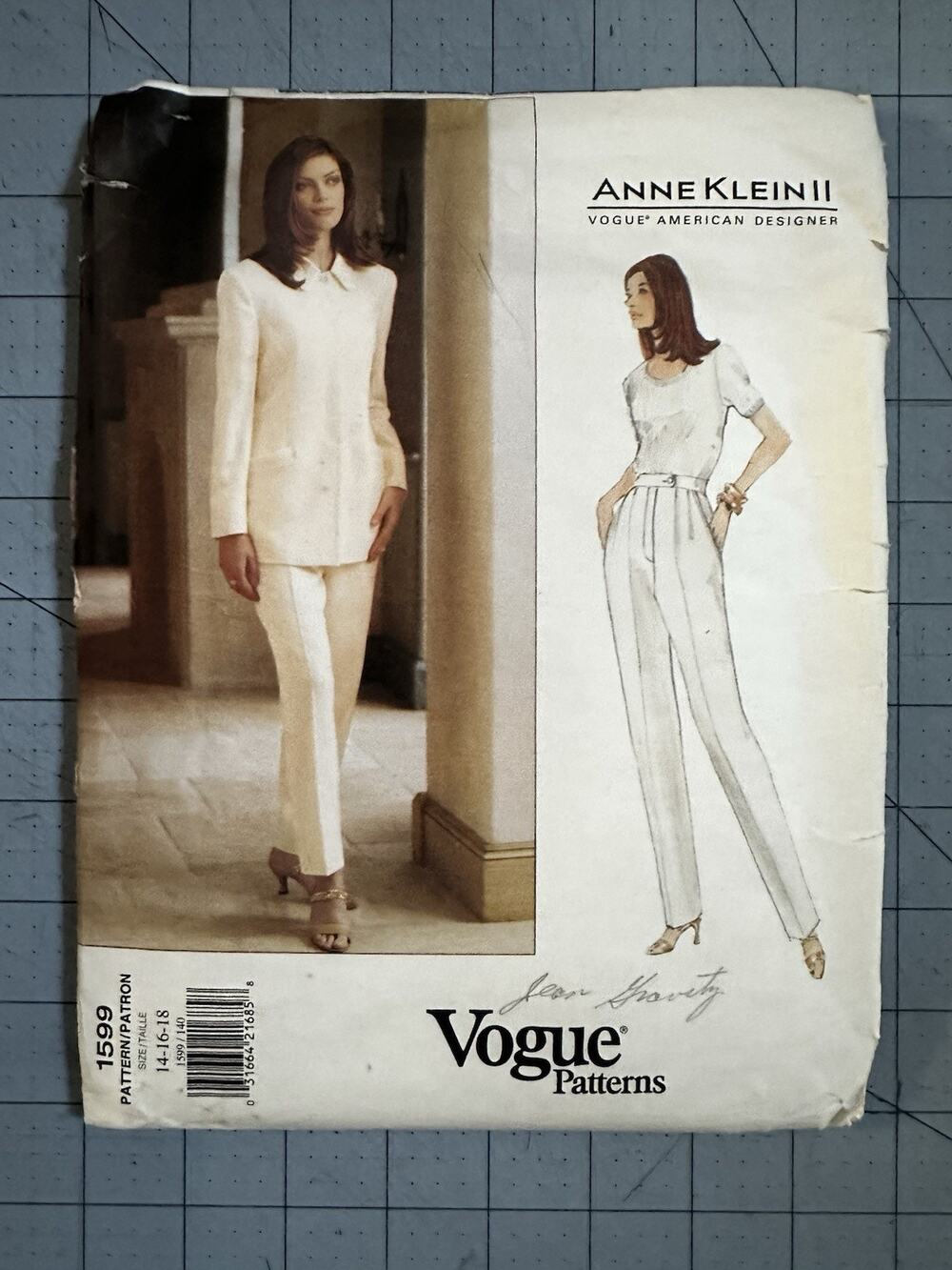 UNCUT Vogue 1599 Anne Klein II Suit Pattern 14-18 Wide Leg Pants